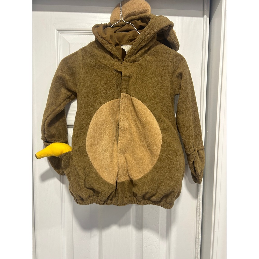 Old Navy Kids Monkey Fleece Halloween Costume Brown 4T 5T with Banana Accessory